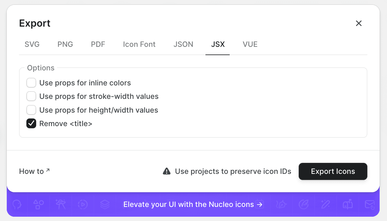 Nucleo Export Settings